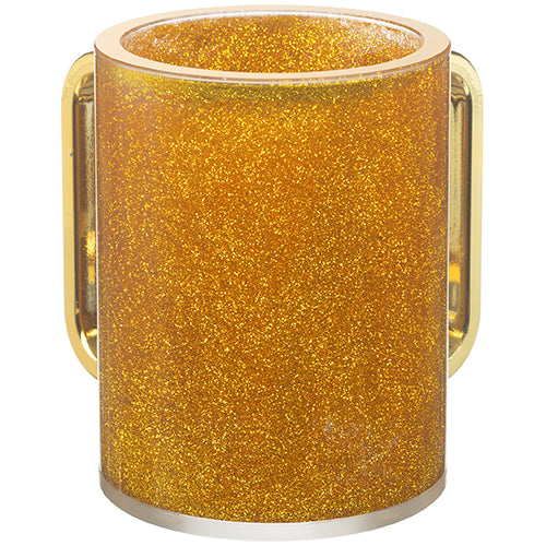 UK42904 Perspex Clear Washing Cup 13 cm - Gold Glitter and Matte Gold Handles