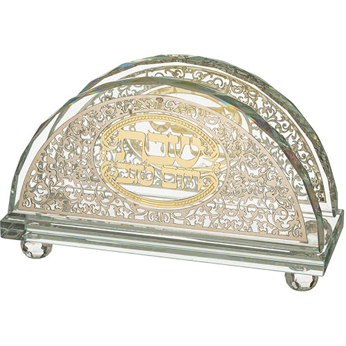 UK42735 Crystal Napkin Holder with Metal Plate