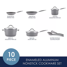 Load image into Gallery viewer, Rachael Ray Cucina 10-pc. Porcelain Enamel Nonstick Cookware Set Sea Salt Gray

