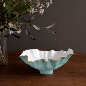 8595 ENCANTO Bloom Medium Bowl (Turquoise and White)