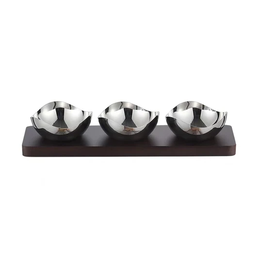 K-DPT-3-SL Petal Shaped Dip Bowls with Tray
