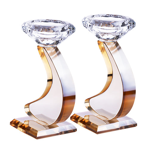 UK81369 Crystal Candlesticks 14 cm