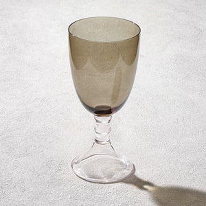 VD-I18-SM Iris Glass Goblet Smoked with Clear Stem 18 oz