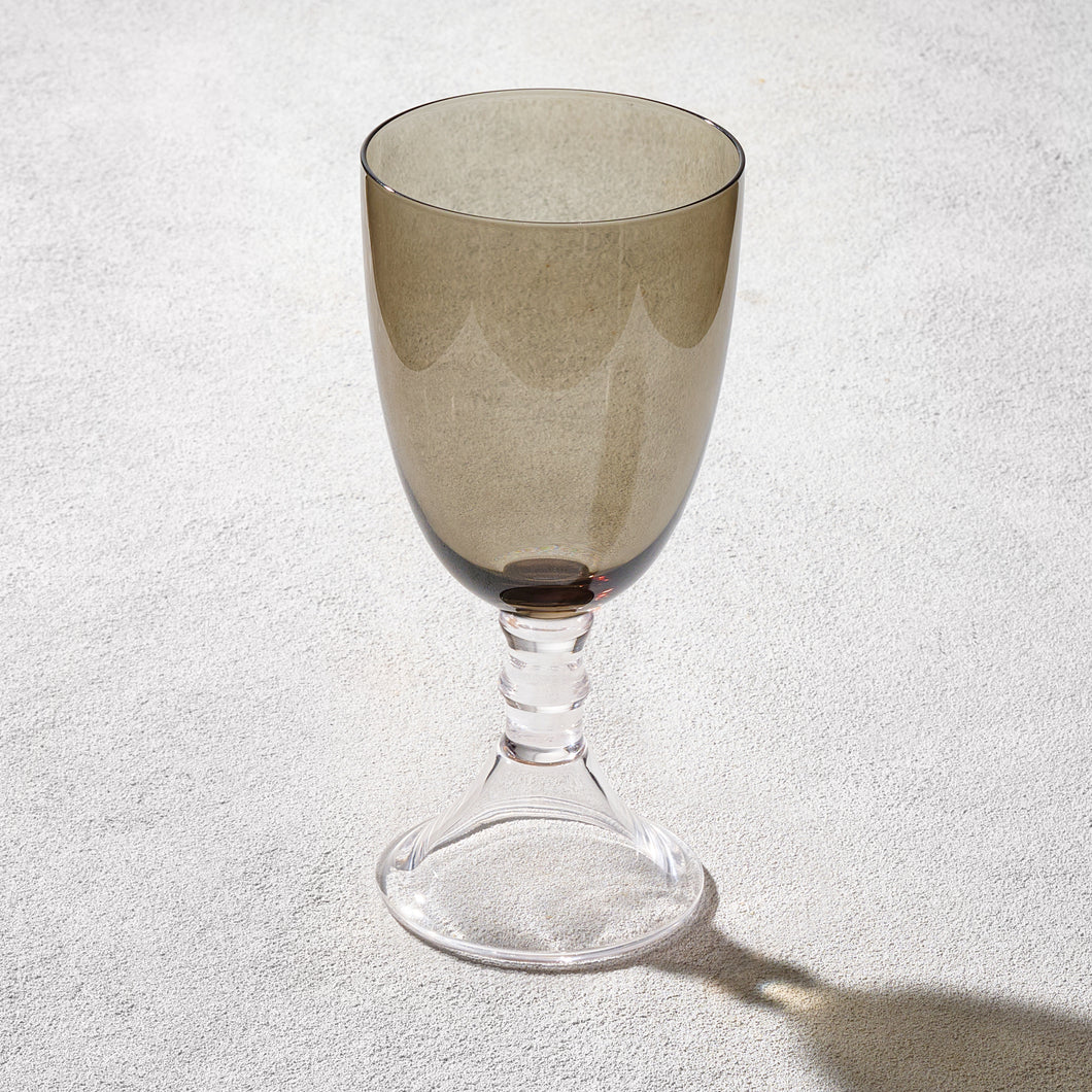 VD-I18-SM Iris Glass Goblet Smoked with Clear Stem 18 oz