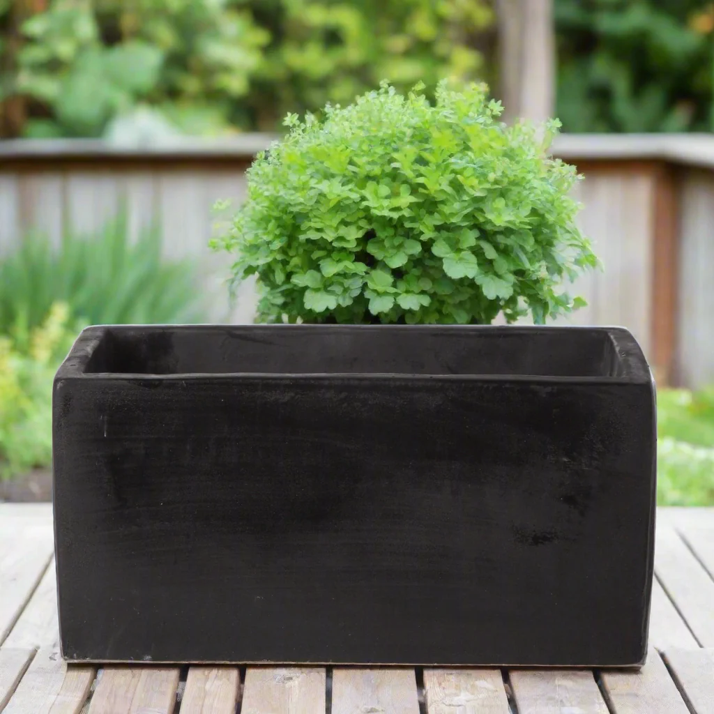 39805 Cement Rectangle Flower Pot SM Concrete Finish Black..9.00