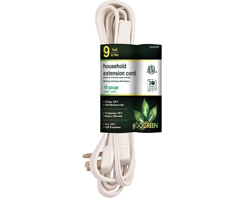 9' White Extension Cord