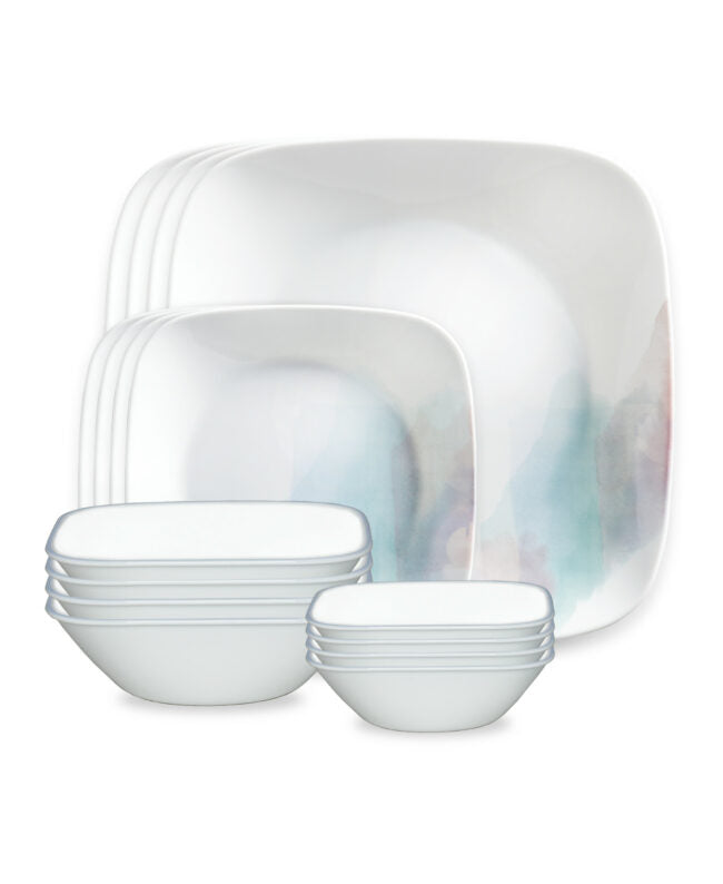 CORELLE MUGLESS SQ. 16pc SET AQUARELLO