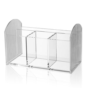 RIB-CC-CL Ribbed Lucite Cutlery Caddy - Clear -10” x 6” x 5”