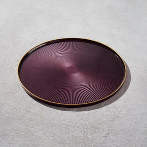 SD-395332- PL Domo, Glass Charger, Plum with Gold Rim and Lip, Dishwasher Safe, 13"