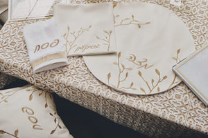 PU-PS-EML-S PU Leather Pesach Set - Leaf Embroidered Silver