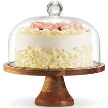 Load image into Gallery viewer, 33745 • Wood Cake Stand W/ Glass Dome
