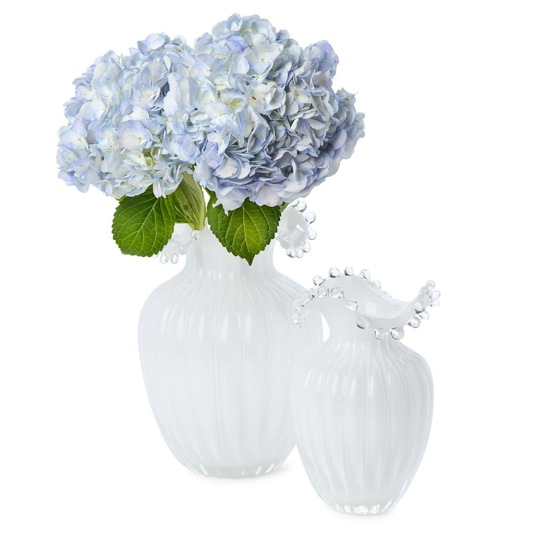 55166-1 Glass Pearl White Vases - Glass