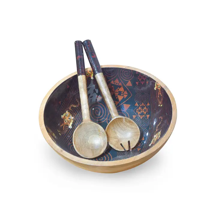 TRWB09 Safari Lion Salad Bowl with Salad Servers