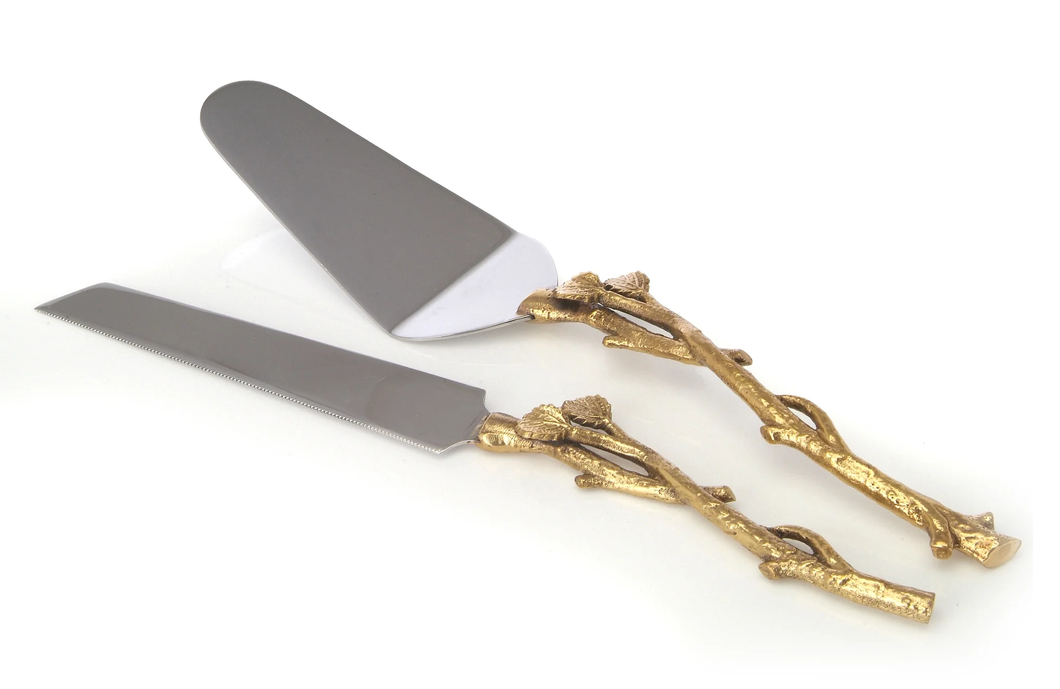 MIS502 Cake Server & Knife set-Leaf Design-12