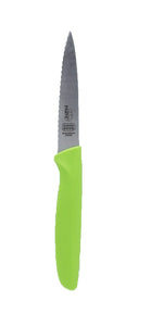 4" Knife - Pointed tip/serrated edge - Green/Parve