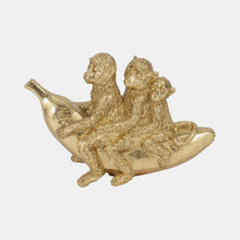 Load image into Gallery viewer, 20449 8&quot; Three Monkeys On Banana, Gold
