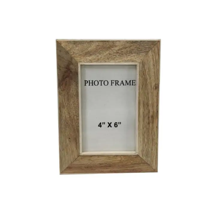 705071 4x6” Wood Picture Frame w/ White Resin Border