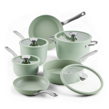 Load image into Gallery viewer, Circulon 10-Piece Halo with LaserDefense Ceramic Nonstick Cookware Setn Sage Green
