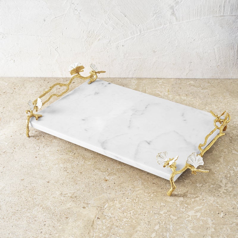 174511 Butterfly Ginkgo Gold Cheese Board with Spreader