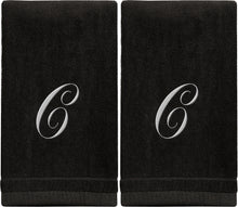 Load image into Gallery viewer, Black Monogrammed Towel - White Embroidered - Initial C
