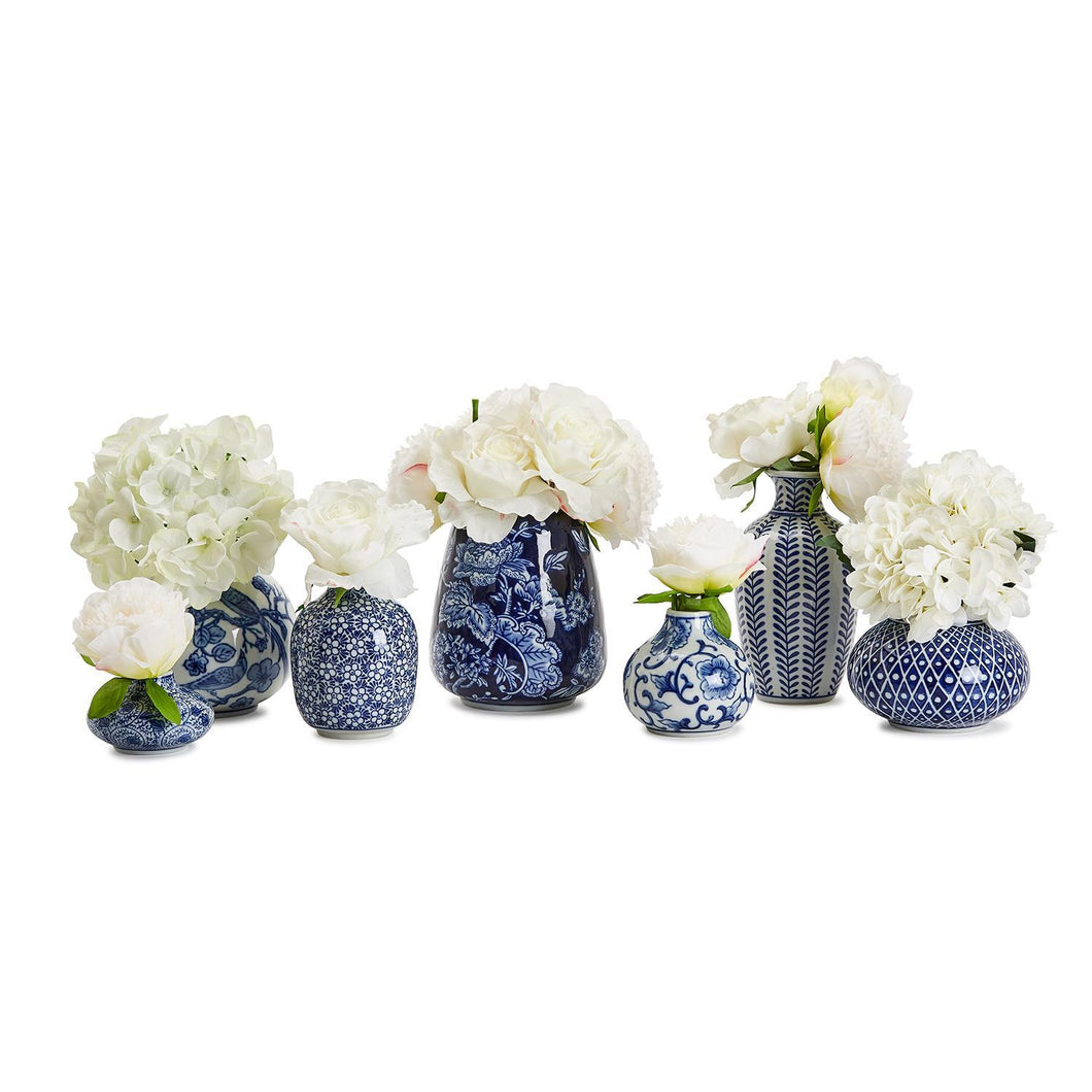 53804 Blue and White  Hand-Painted Vase - Stoneware