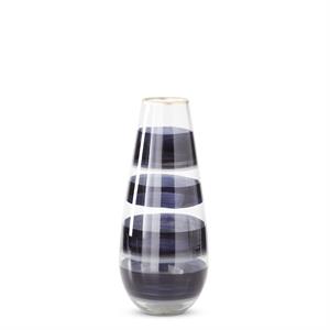 18649A-2 14.75 Inch Black & Gray Stiped Clear Glass Vase