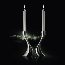 Load image into Gallery viewer, 3586579 George Jensen Cobra Candleholder Stainless Steel Mirror Medium 2 Pcs

