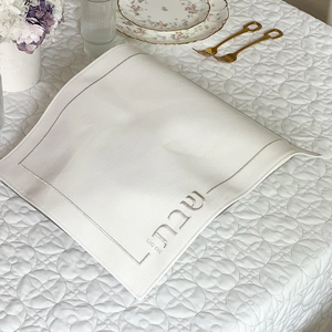 J-CCT-2-SL-L Leatherette Challah Cover with Embroidery Silver 22" x 17.5"