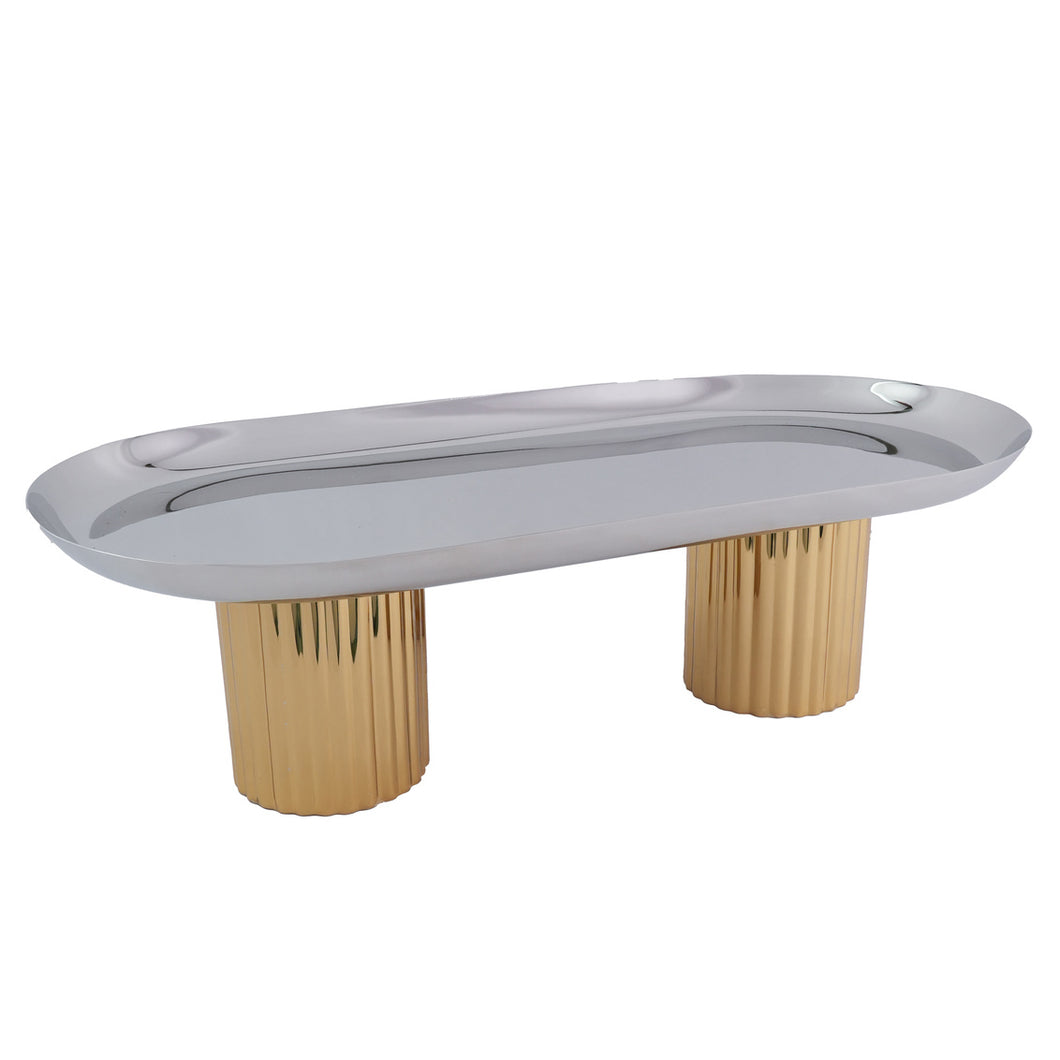 50916 • Guilded Footed Ss/gld Platter