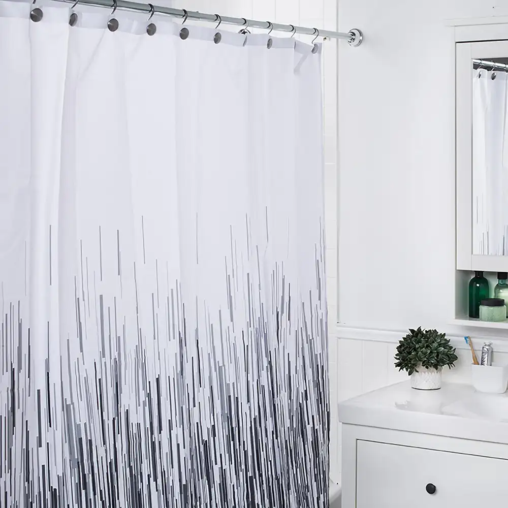 Grayscale Rain Shower Curtain Black/Gray