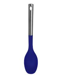 Millvado - Nylon Utensils SS Handle, Solid Spoon, Blue,13.5'' -