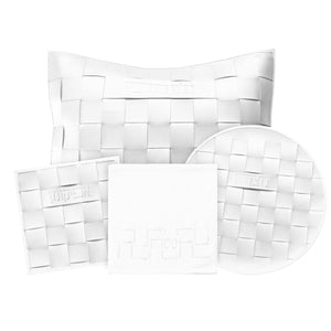 PU-PS-WO-W Pesach Set - Leather - Woven - White