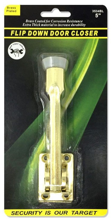 DOOR STOP-FLIP DOWN 5″-BRASS- HEAVY DUTY