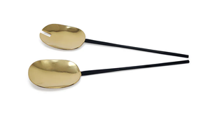 VSS4201 Set of 2 Salad Servers Gold with Black Handles