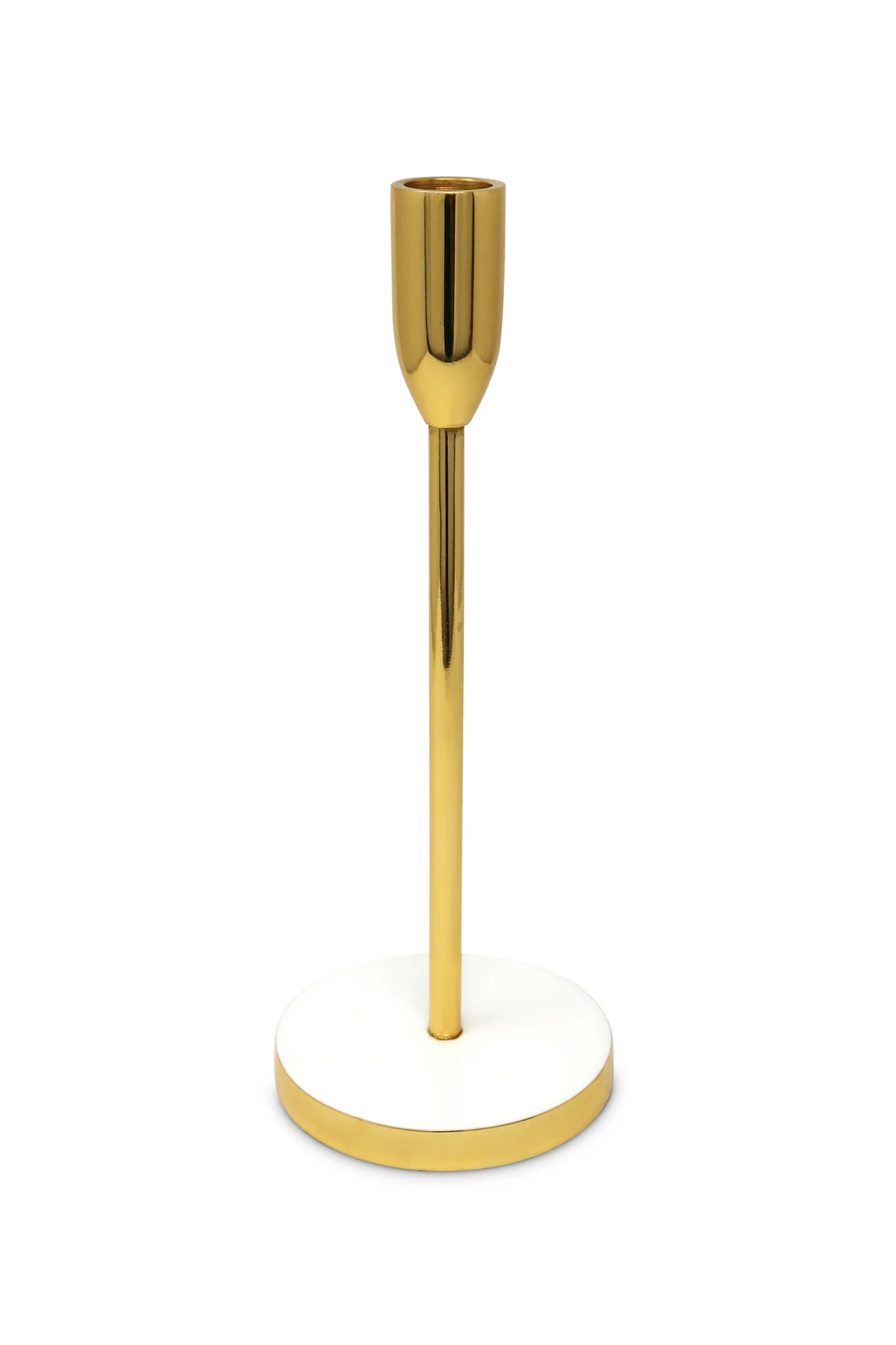MCH4030 Gold Taper Candle Holder on White Marble Base - 10