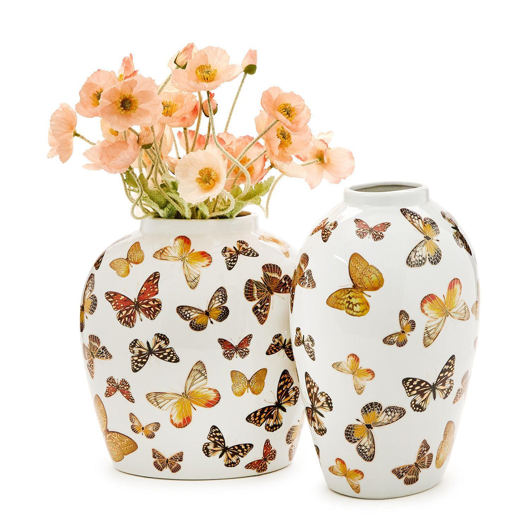 BLF173-2-10 Butterfly Garden- Ceramic Vase - 1 Piece