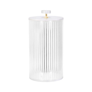K-JKLL-CWHT Corrugated Lucite Cookie Jar with Leatherette Handle Large