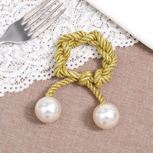 Load image into Gallery viewer, TAJ Designs Gold Roped Pearl Napkin Ring
