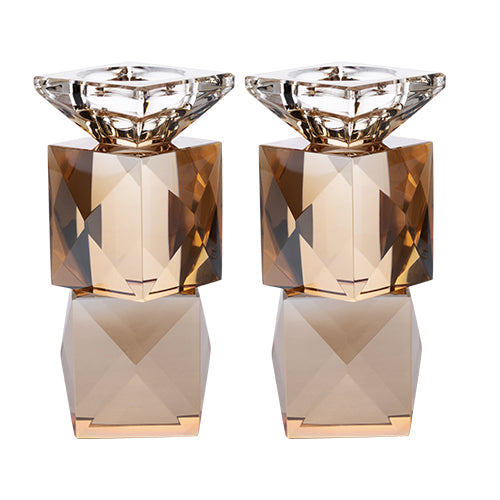 UK40720 Pair of Crystal Elegant Candlesticks 14.5 cm