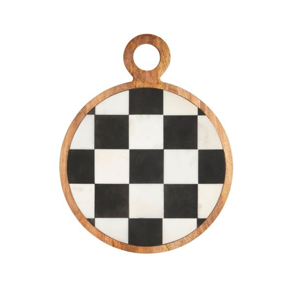 42210153C Round Checkered Wood Board