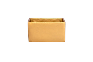 39809 Cement Rectangle Flower Pot SM Coated Finish Gold..9.00"x5.00"x5.00"H
