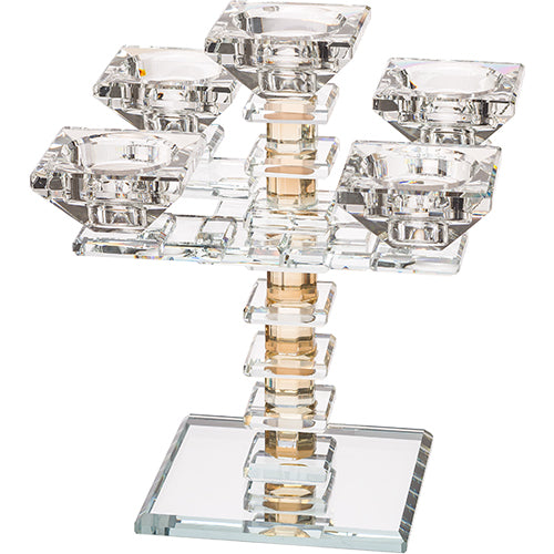 UK41631 Crystal 5 Branch Candlesticks 19.5 cm