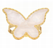 Load image into Gallery viewer, TAJ Designs Gold Edged Pearl Butterfly Napkin Ring
