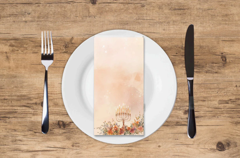 Delicate Menorah- Printed Guest Towel