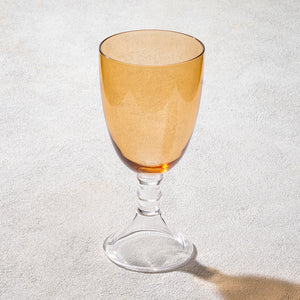 VD-I18-AM Iris Glass Goblet Amber with Clear Stem 18 oz