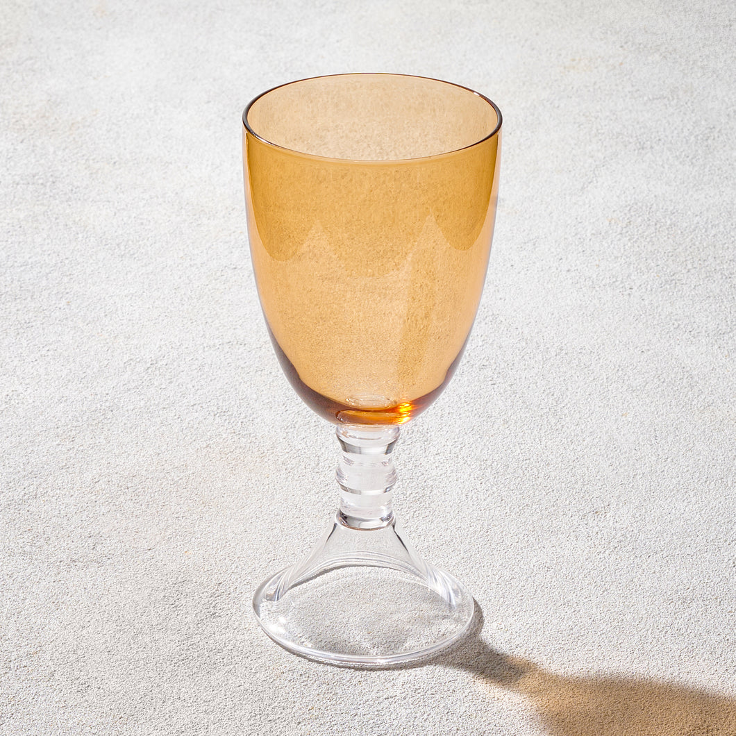 VD-I18-AM Iris Glass Goblet Amber with Clear Stem 18 oz