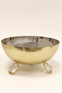 SB4251 Large Salad Bowl Silver Inner Gold Outer with Marble Ball Legs - 12"D