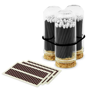 2" Matches + Mini Cloche Black White Tips