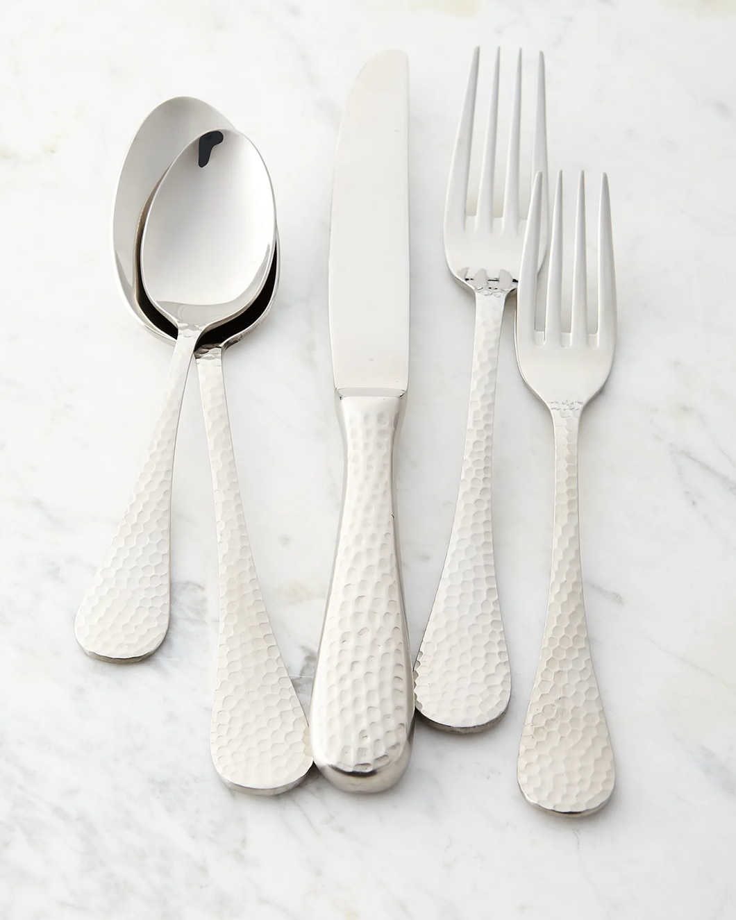 Ornate Hammered Flatware Service For 4