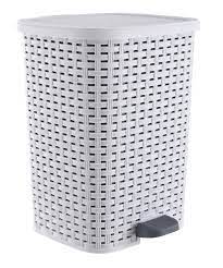 26L Wicker Trash Can Smoke White